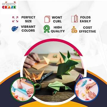 Origami Paper 500 Sheets Premium Quality for Arts and Crafts 6" Square Sheets 20 Vibrant Colours Same Colour on Both Sides 100 Design Ebook Included (See Back of Cover for Download info)