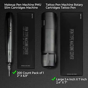 Tattoo Pen Covers - Denergy 200pcs Tattoo Pen Machine Bags Disposable Cartridge Tattoo Machine Sleev...