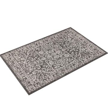 JONATHAN Y SMB104C-3 Malta Bohemian Medallion Textured Weave Indoor Outdoor Area -Rug, Coastal, Traditional, Transitional Easy -Cleaning,Bedroom,Kitchen,Backyard,Patio,Non Shedding, Black/Gray, 3 X 5
