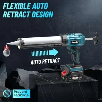 Seesii Cordless Caulking Gun, 21V Battery Powered Caulk Gun w/2 x 2000mAh Batteries, Electric Caulking Gun w/LED Light, 4 Speeds, Auto Retract, Adhesive Gun Kit for Filling, Sealing (Blue-2 Batt)