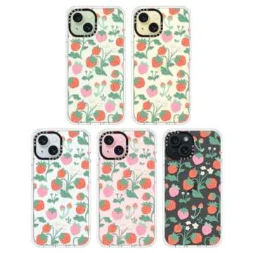 MOSNOVO Case for iPhone 15, [Buffertech 6.6ft Military-Grade Drop Protection] [Anti Peel Off Tech] Clear TPU Bumper Phone Case Cover Design - Strawberry Garden