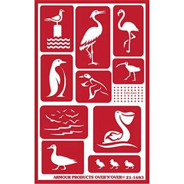 3 Armour Etch Over N Over Reusable Glass Etching Stencils Set | Wild Life Animals, Sea Creatures, Bi...