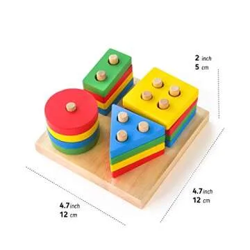 Montessori Puzzles for 1 2 3 Year Old Boys, Girls & Toddlers - Wooden Shape Sorter & Stacking Toys for Toddlers - Puzzles for 1 Year Old, 1 Year Old Puzzle, Shape Sorting Toys for Toddlers 1-3