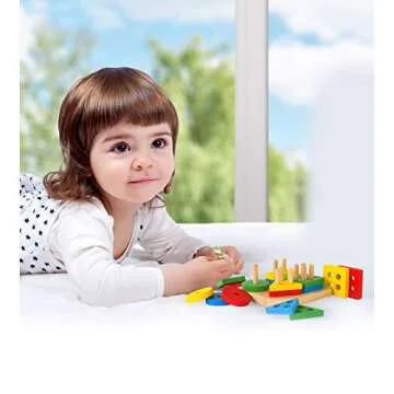 Montessori Puzzles for 1 2 3 Year Old Boys, Girls & Toddlers - Wooden Shape Sorter & Stacking Toys for Toddlers - Puzzles for 1 Year Old, 1 Year Old Puzzle, Shape Sorting Toys for Toddlers 1-3