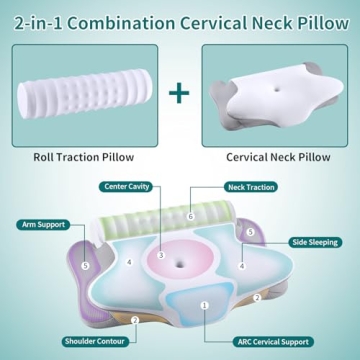 Cervical Neck Pillow - 2 in 1 Memory Foam Relief