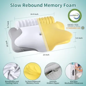 Cervical Neck Pillow - 2 in 1 Memory Foam Relief