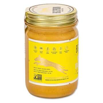Big Spoon Roasters Wag Butter Banana Flax - Peanut Butter for Dogs - All Natural & Healthy Dog Peanut Butter - Puppy Treats & Snacks – No Gluten, Soy, or Palm – Made in The USA - 13 Ounce Jar