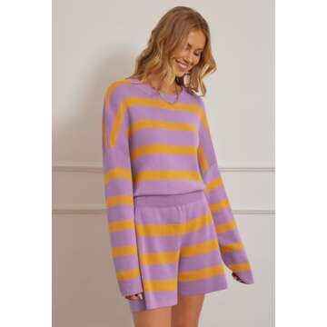 MEROKEETY Women's Chic Lounge Set - Stylish Comfort In Purple