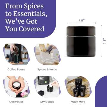 Infinity Jars Classic Black Glass Jar 100 ml (3.3 fl oz) Ultraviolet Airtight Smell Proof, Refillable Container, Screw top Jar for Long term storage Coffee, Spices, Dried Goods Jar for Kitchen 3 Pack