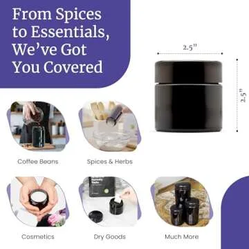 Infinity Jars Classic Black Glass Jar 100 ml (3.3 fl oz) Ultraviolet Airtight Smell Proof, Refillable Container, Screw top Jar for Long term storage Coffee, Spices, Dried Goods Jar for Kitchen 3 Pack