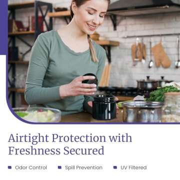 Infinity Jars Classic Black Glass Jar 100 ml (3.3 fl oz) Ultraviolet Airtight Smell Proof, Refillable Container, Screw top Jar for Long term storage Coffee, Spices, Dried Goods Jar for Kitchen 3 Pack