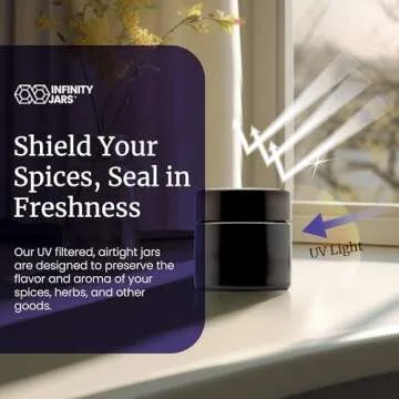 Infinity Jars Classic Black Glass Jar 100 ml (3.3 fl oz) Ultraviolet Airtight Smell Proof, Refillable Container, Screw top Jar for Long term storage Coffee, Spices, Dried Goods Jar for Kitchen 3 Pack