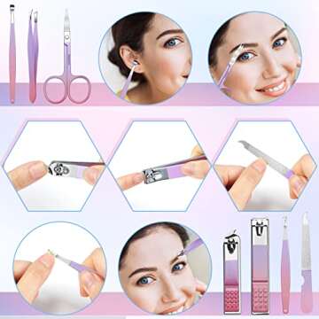Aceoce Manicure Set Women Nail Clippers Professional Manicure Pedicure Kit Stainless Steel Nail Cutt...