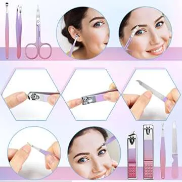 Aceoce Manicure Set Women Nail Clippers Professional Manicure Pedicure Kit Stainless Steel Nail Cutt...