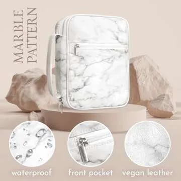 Elegant White Marble PU Leather Bible Case for Women