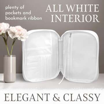 Elegant White Marble PU Leather Bible Case for Women