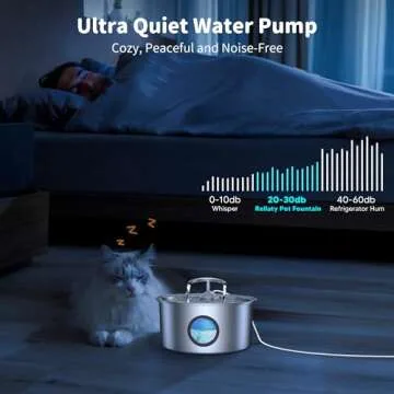 Tomxcute Cat Water Fountain Stainless Steel, 108oz/3.2L Pet Water Fountain, Cat Fountain Water Bowl with Transparent Window, Water Dispenser for Dogs, Multiple pet Families