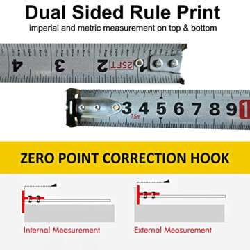 Celkey Tape Measure 25 ft Measuring Tape Retractable with New Duarable Hollow Design,High Precision,Impact Resistence,Waterproof and Easy to Clean