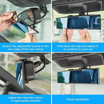 JOYTUTUS Rear View Mirror, Universal 11.81 Inch 2 Pack Panoramic Convex Rearview Mirror, Interior Clip-on Wide Angle Rear View Mirror to Reduce Blind Spot Effectively for Car SUV Trucks -Blue