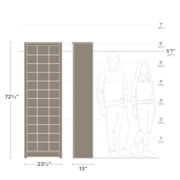 Prepac Elegant Black Shoe Storage Cabinet, Space-Saving Solution with Cubbies for 36 Pairs, 13"D x 23.5" W x 72.5" H