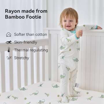 Okayinn BubblePanda Rayon Made From Bamboo Baby Pajamas Baby Clothes for Boys Girls Unisex Zip-Front Non-Slip Onesie Sleeper