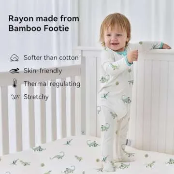 Okayinn BubblePanda Rayon Made From Bamboo Baby Pajamas Baby Clothes for Boys Girls Unisex Zip-Front Non-Slip Onesie Sleeper