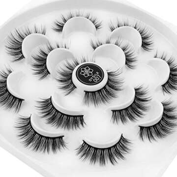 DYSILK False Lashes Fake Eyelashes - Mink Lashes Fluffy 7 Pairs 6D Mink Lashes Wispy Faux Mink Eyela...