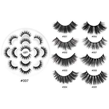 DYSILK False Lashes Fake Eyelashes - Mink Lashes Fluffy 7 Pairs 6D Mink Lashes Wispy Faux Mink Eyelashes Lashes Natural Look Eye Lashes Long Lashes Pack Reusable Eyelashes |007