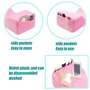 Toymay Comfortable Eyelash Extension Neck Pillow,Memory Foam Neck Contour Pillow for Sleeping Support,Beauty Salon Lash Grafting Pillow,Removable Pink Velvet Cervical Pillow