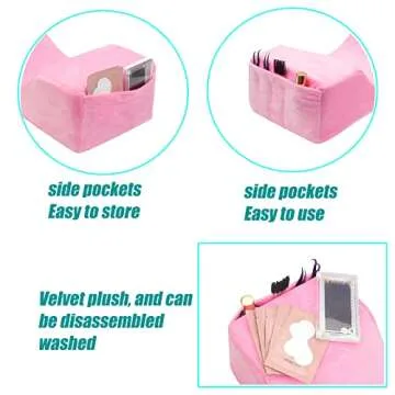 Toymay Comfortable Eyelash Extension Neck Pillow,Memory Foam Neck Contour Pillow for Sleeping Support,Beauty Salon Lash Grafting Pillow,Removable Pink Velvet Cervical Pillow