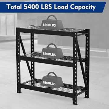 WORKPRO 3-Tier Garage Shelving Unit, Heavy Duty 5400 LBS Load Capacity, Metal Storage Rack, 50”W x 18”D x 47”H Height Adjustable, Industrial Shelving for Garage, Warehouse, Shop