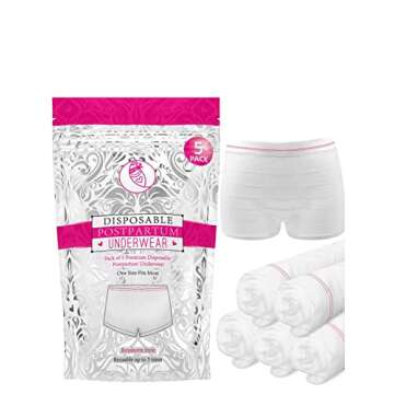 Ninja Mama Disposable Postpartum Underwear (Without Pad) with Storage Pouch. Washable Mesh Panties f...