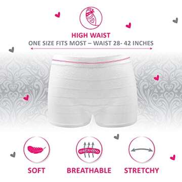 Ninja Mama Disposable Postpartum Underwear (Without Pad) with Storage Pouch. Washable Mesh Panties for Women (5 Count). Labor and Delivery Maternity Surgical and C Section Hospital Bag - One Size