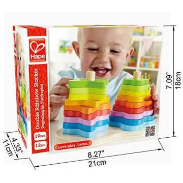 Hape Wooden Double Rainbow Stacker Set for Toddlers