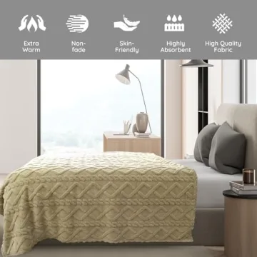 DEZANBO Soft Fleece Sherpa Throw Blanket 50x70 Inch Beige