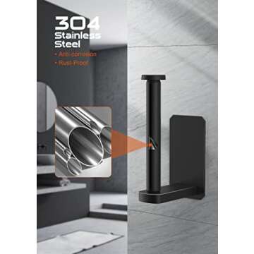 Anfly RV Camper Self Adhesive Toilet Paper Holder with 2 Hanging Hooks for Campers, Bathroom, Kitchen and Bedroom,No Drill/Stick On Toilet Paper Holder Wall Mount, Black