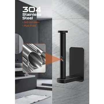 Anfly RV Camper Self Adhesive Toilet Paper Holder with 2 Hanging Hooks for Campers, Bathroom, Kitchen and Bedroom,No Drill/Stick On Toilet Paper Holder Wall Mount, Black