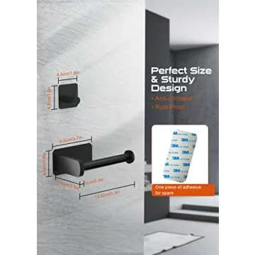 Anfly RV Camper Self Adhesive Toilet Paper Holder with 2 Hanging Hooks for Campers, Bathroom, Kitchen and Bedroom,No Drill/Stick On Toilet Paper Holder Wall Mount, Black