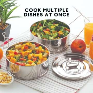 Stackable Stainless Steel Insert Pans - 6QT- Inserts for Instant Pot - Pan for Instapot - Accessories for Instant Pot- FITS 6 QT & Above - Pressure Cooker Steamer Pan Accessories