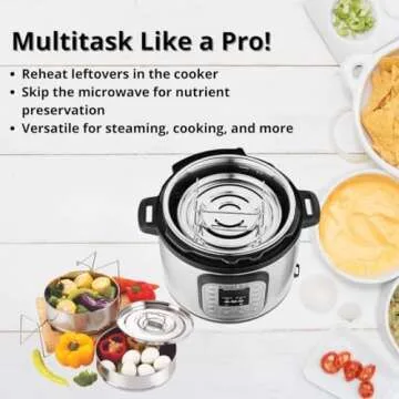 Stackable Stainless Steel Insert Pans - 6QT- Inserts for Instant Pot - Pan for Instapot - Accessories for Instant Pot- FITS 6 QT & Above - Pressure Cooker Steamer Pan Accessories