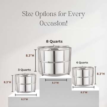 Stackable Stainless Steel Insert Pans - 6QT- Inserts for Instant Pot - Pan for Instapot - Accessories for Instant Pot- FITS 6 QT & Above - Pressure Cooker Steamer Pan Accessories