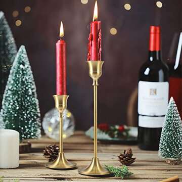 Bochino Candlestick Holders Taper Candle Holders - Gold Candlestick Holder Set of 6 Candle Stick Holders kit Classic Decorative Candle Stick for Christmas, Wedding, Party, Dinner Tables,Home Décor