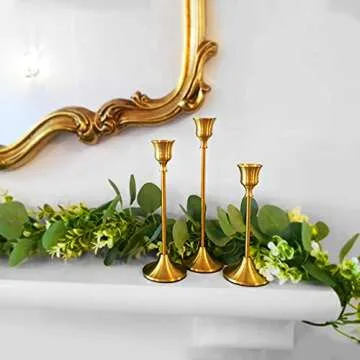 Bochino Candlestick Holders Taper Candle Holders - Gold Candlestick Holder Set of 6 Candle Stick Holders kit Classic Decorative Candle Stick for Christmas, Wedding, Party, Dinner Tables,Home Décor