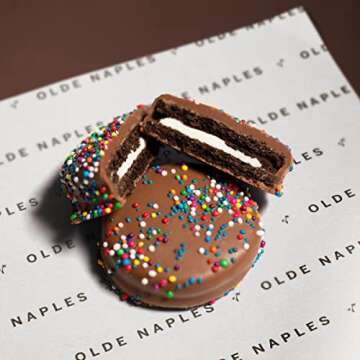 Happy Birthday Milk Chocolate Covered Sandwich Cookies, Custom 7 Pc. Blue Gift Basket, Fresh Hand Decorated Assortment, Sweet Multi-Layered Sandwich Treats for Kids and Adults