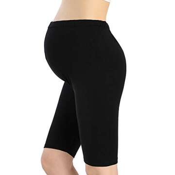 QingWan Women’s Yoga Knee Length Pregnancy Shorts - Comfortable Maternity Leggings