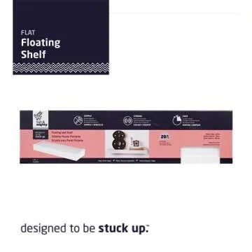 HIGH & MIGHTY 515607 Modern 24" Floating Shelf Holds up to 20lbs, Easy Tool-Free Dry Wall Installation, Flat, Retail Packaging, White