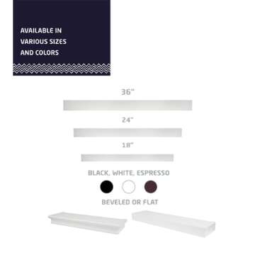 HIGH & MIGHTY 515607 Modern 24" Floating Shelf Holds up to 20lbs, Easy Tool-Free Dry Wall Installation, Flat, Retail Packaging, White