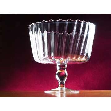 Barski Large Glass Trifle Bowl, with Scallop Design - 9" D - European Beautiful Hand Made Glass - 168 oz (over 5 quarts) Clear
