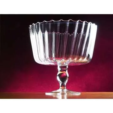 Barski Large Glass Trifle Bowl, with Scallop Design - 9" D - European Beautiful Hand Made Glass - 168 oz (over 5 quarts) Clear