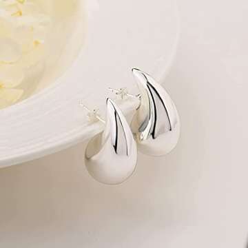 Teardrop Earrings Dupes for Women Gold Chunky Hoop Earring Dangle Earrings Water Drop Hypoallergenic...